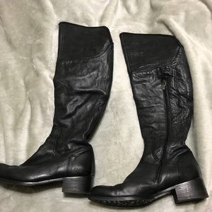 Black leather boots.